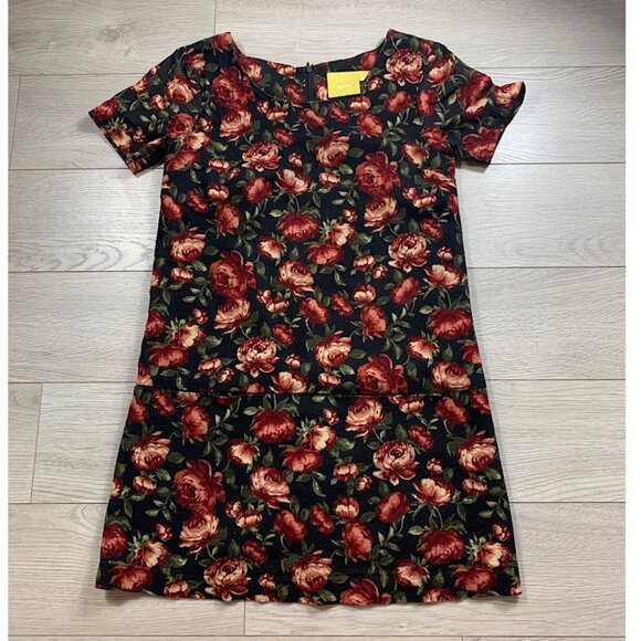 Maeve Anthropologie Rose Floral Print Short Sleeve Shift Dress - Picture 1 of 11